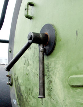 To stop the smokebox door swinging open the dart was put back in position thus allowing the door to be screwed shut. May 11 2004