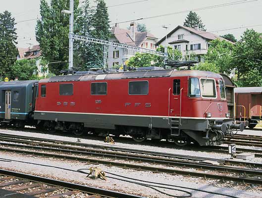 In the yard at Payerne was Ae 4/4 11395. Note the spoked wheels ! May 31 2003
