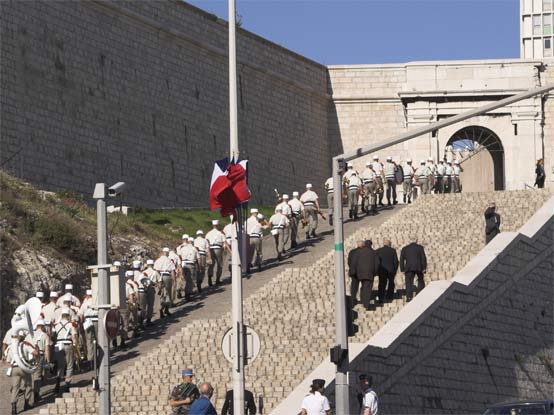 On the steps to the Fort St. Ncholas were a well equipped military band. � Brian Bane 