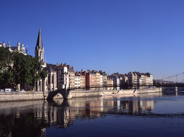 A view up the Sa&ocirc;ne looking towards the old quarter of Lyon.