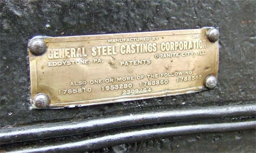 The castings on the loco - including the cast steel bed - were made by the General Steel Castings Corporation of Eddystone, Pennsylvania.