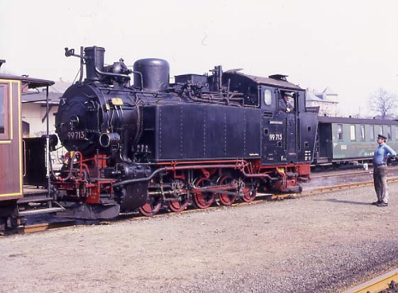 VIK 99 713 back at Radebeul station. April 7 1996
