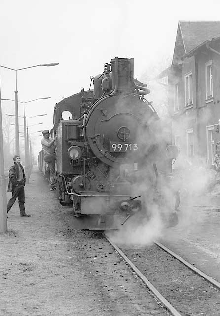 VIK Class 0-10-0t 99 713 during the break at Moritzberg station. April 7 1996