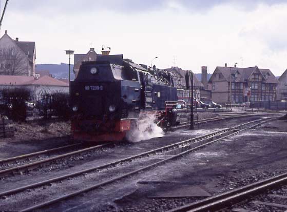 Metre gauge 2-10-2t 99 7239-9 at Wernigerode depot. April 12 1996