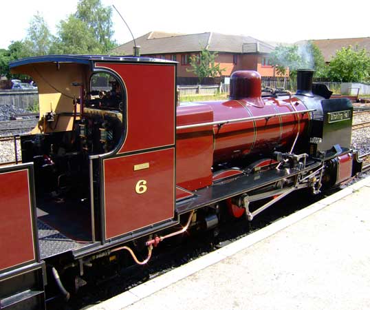 A rear 3/4 view of No.6 at Alysham. 28 June 2006