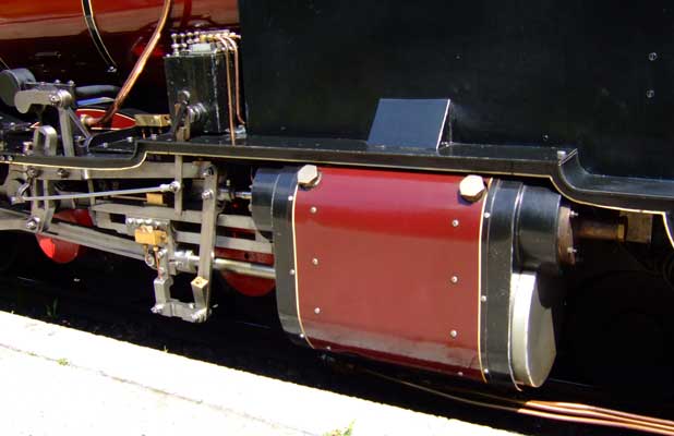 The cylinders on No.6 are the same as on 'Mark Timothy', however they have been given extra insulation. Also note the proportional driver to the mechanical lubricator. 28 June 2006