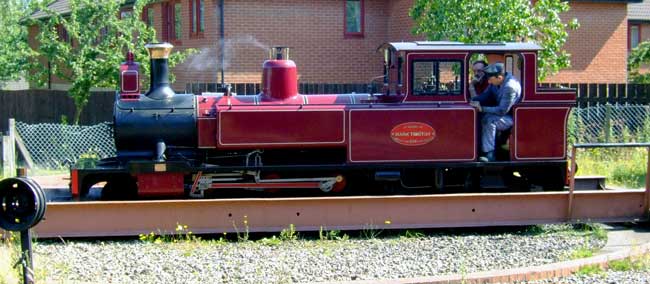 'Mark Timothy' on the turntable at Alysham. The line, convenientally, has a turntable at both ends. 28 June 2006 