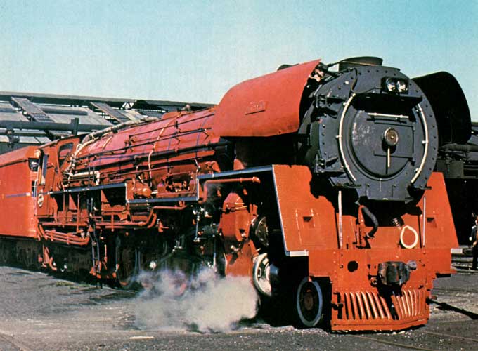 South African Railways "26" class 4-8-4 No.3450, "L.D.Porta" (nicknamed the "Red Devil"), at Paarden Eiland shed, Cape Town, on February 10, 1982. Photo: "Rooinek" South African Railways "26" class 4-8-4 No.3450, "L.D.Porta" (nicknamed the "Red Devil"), at Paarden Eiland shed, Cape Town, on February 10, 1982. Photo: "Rooinek"