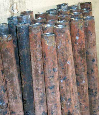 Heavily corroded, pitted and life expired. These are the tubes removed from Badger in early 2005. June 11 2005 