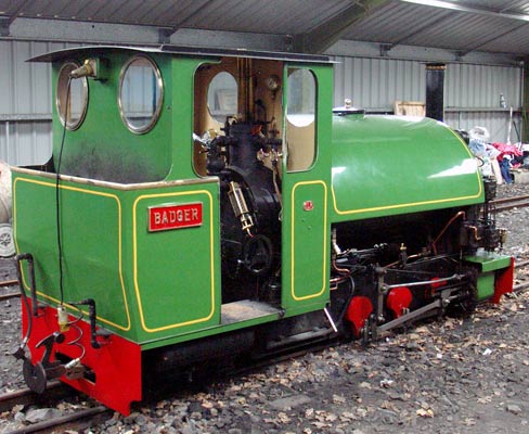 A rear three-quarters view of Badger inside the shed at Clayton West. April 11 2004