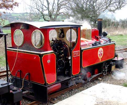 Fox at the head of a train ready to set off from Shelley. April 11 2004