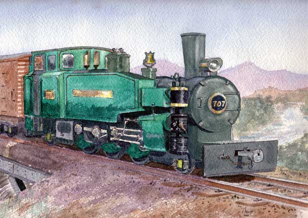This 2-6-2t was worked out by Nigel and Shaun to be something of an ideal locomotive for narrow gauge lines. In size it is very similar to Ffestiniog Railway Alco 2-6-2t 'Mountaineer'. As designed the locomotive would have twice the haulage capacity of 'Mountaineer'. Courtesy of Nigel Day.