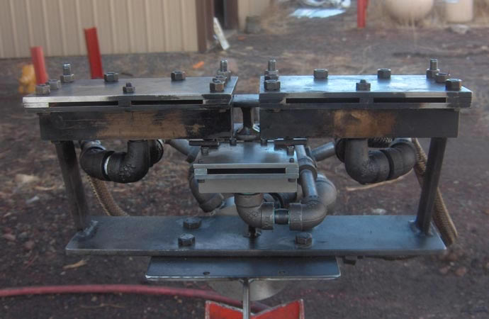 The completed oil burners rigged up for testing. � Sam Lanter