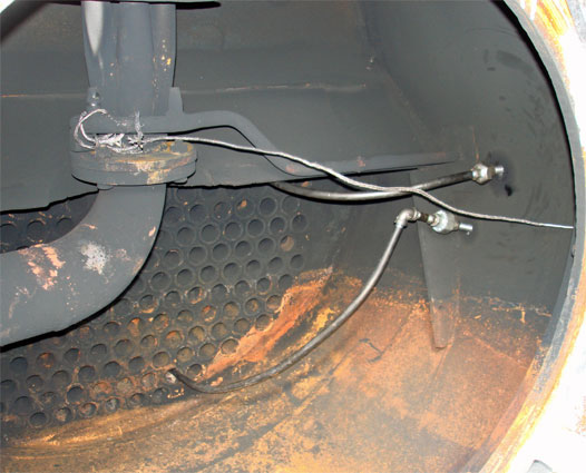The spark arrestor free smokebox with the biodiesel Lempor arrangement in place and partially rigged for testing. © Nigel Day The spark arrestor free smokebox with the biodiesel Lempor arrangement in place and partially rigged for testing. © Nigel Day