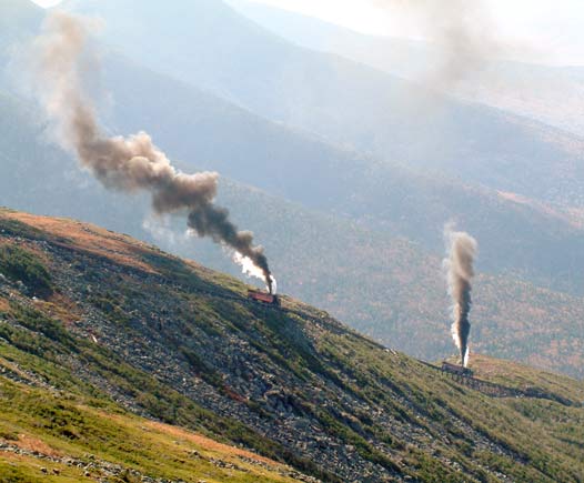 Two trains head uphill. October 12 2003 Courtesy of Nigel Day