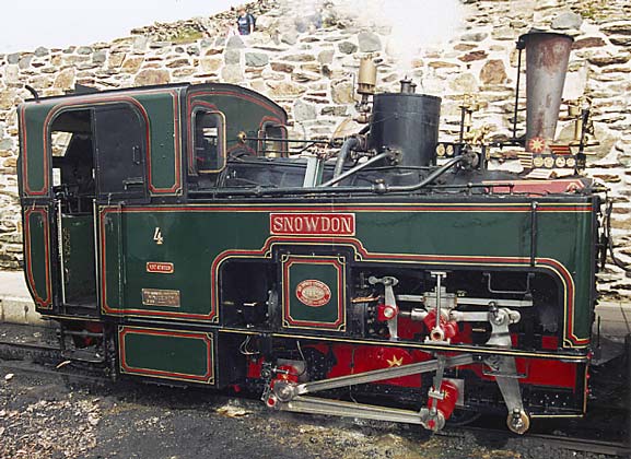SMR No.4 Snowdon, built by SLM in 1896, at Snowdon Summit station. The large whistle on the dome is one made by Nigel. © Nigel A. H. Day 
