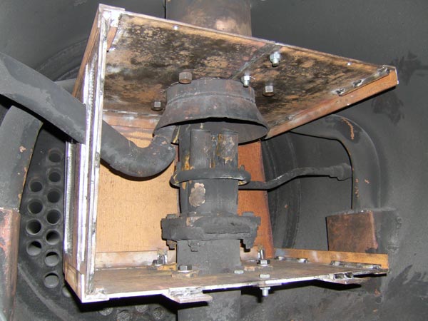 In early May 2008 No.19 was equipped with a simple box type spark arrestor in readiness for summer operations. In this view the spark arrestor, which is not currently smoothed to reduce draught loss, was being assembled.