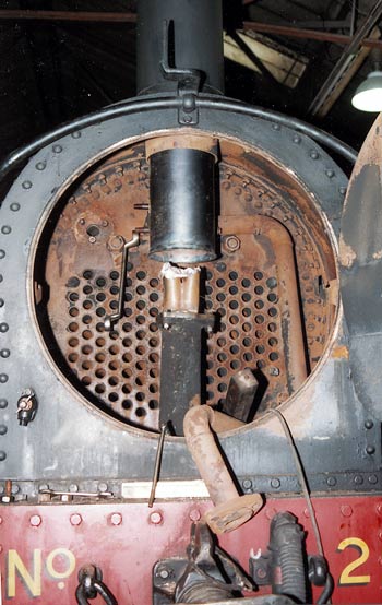 No.2 Countess during the fitting of the Lempor exhuast system. Note the downward chimney extension.