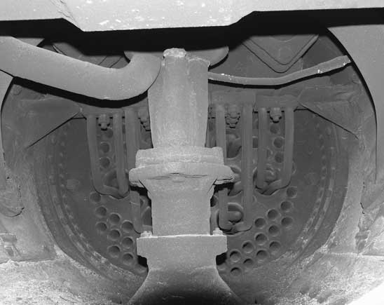 A view inside the smokebox of No.15 'Orion'. Interestingly no spark arrestor is used. August 14 2003