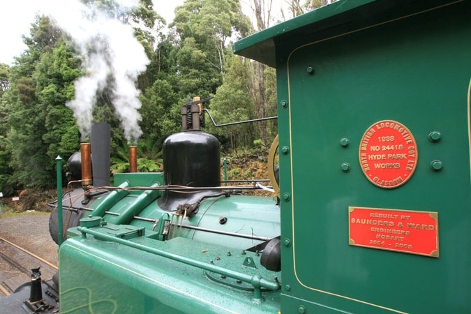 Mount Lyell No.5, whilst on test, at Rinadeena, the summit of the line. Note the rack down to Dubbil Barrel in front of the loco. Mount Lyell No.5, whilst on test, at Rinadeena, the summit of the line. Note the rack down to Dubbil Barrel in front of the loco.