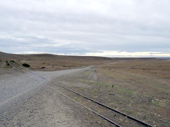 There are a good few level crossings on the line. This one is at the Rio Gallegos end of the line looking towards Rio Turbio. January 24 2003