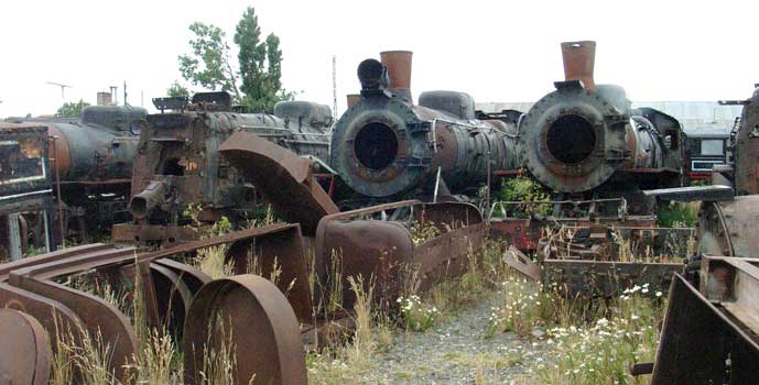 From the left the remains of 103, 114, 111 & 118 along with other bits of mines equipment at Rio Gallegos. January 24 2004
