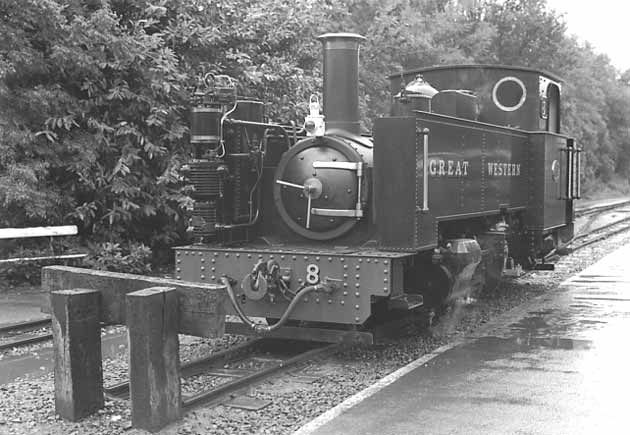 VoR 2-6-2t No.8 in the rain at Devils Bridge. In addition to the Kylchap exhaust No.8 was further modified from GWR/BR days with conversion from vacuum to air braking and the fitting of a taller cab better suited to people taller than 5'. August 1997
