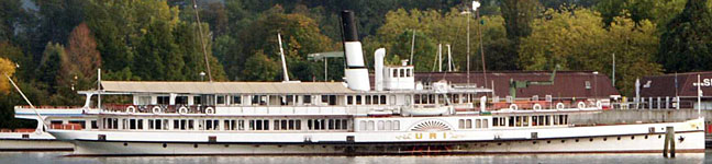 Uri is one of the paddle steamers on Lake Lucerne. Sadly it was stored for the winter and not in service. October 4 2003