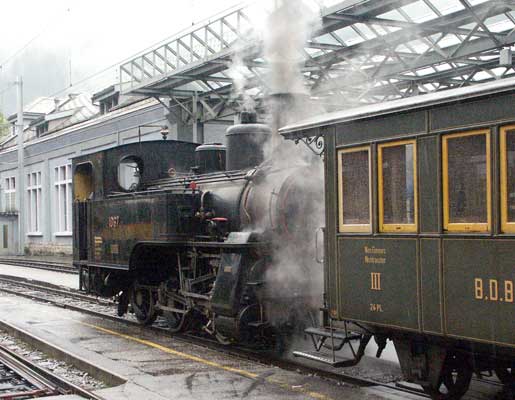 1067 sits patiently at Lauterbrunnen waiting for departure time. October 5 2003