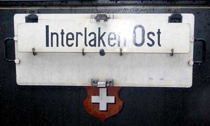 Destination Interlaken Oct. Such destination boards are still a common feature on many Swiss trains. October 9 2003