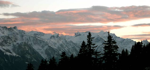 Sunset over the Alps. October 6 2003