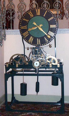 The fantastic clock in the stairwell at the Grandhotel Giessbach. October 8 2003