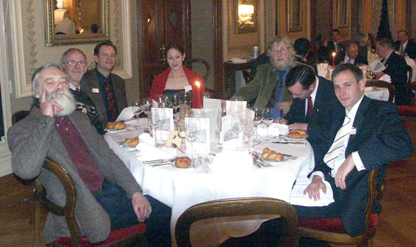 At the Gala Diner - from the left John Wright, Chris Newman, Matt & Jessica Janssen, Phil Hosken, James Mullaney and David Smith. October 7 2003