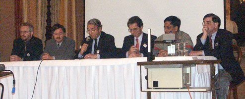 The end of conference round up with Heimo Echensperger, Roger Waller, David Morgan, Sergio Zubietta, Rajesh Agrawal and William Worden at the table. October 7 2003