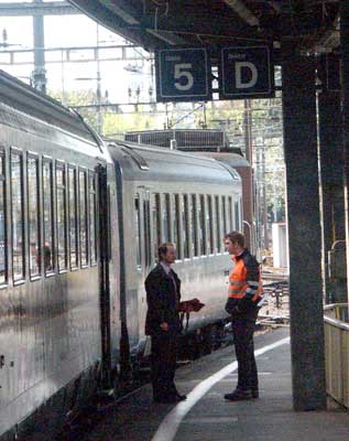 Waiting at Bern for the train to continue on to Basel. October 8 2003