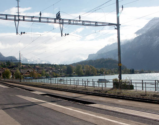 Brienz SBB station could not have a better setting ! This is the view looking towards the east. October 8 2003