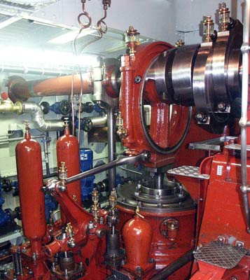 The shaft leading off to the left of the photograph drives the paddle on that side of the ship. October 8 2003