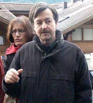 Roger Waller of DLM at Brienz as he talked us through the features of the rack tanks. October 8 2003