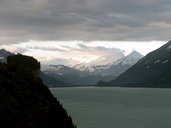 The morning dawned cloudy but the view towards Interlaken was still worth it ! October 8 2003