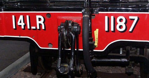 It was standard SNCF practice to paint the class and running number of locomotives on the buffer beam. As can been seen here 141R1187 is equipped with a single pipe air braking system. October 9 2003