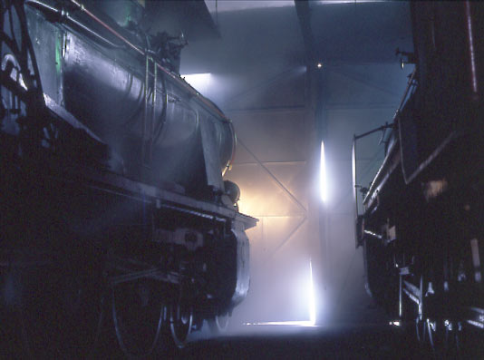PKP OK22 31 and OK1 359 inside the steam shed at Wolsztyn. April 1996
