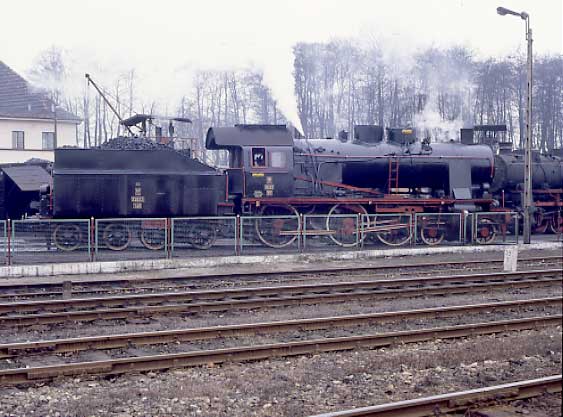 PKP 4-6-0 OK22 31 back on shed at Wolsztyn. April 5 1996