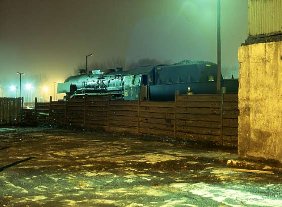 PKP Ty3 2 on shed at Wolsztyn. April 4 1996