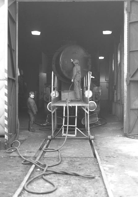 PKP Ty2 406 gets a spruce up at Wolsztyn. April 5 1996