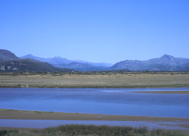 This is the view from 'The Cob' towards the mountains of Snowdonia. July 13 2003