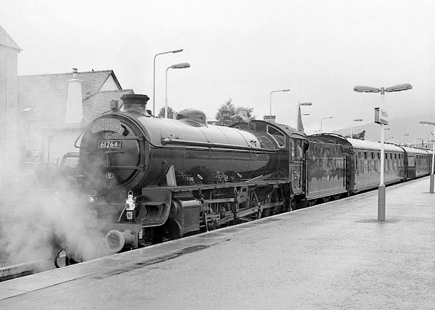 LNER B1 61264 stands at Fort William station with 'The Jacobite' bound for Mallaig. July 7 2003