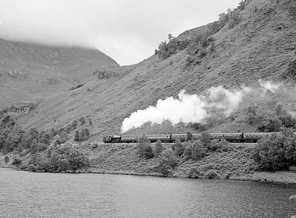 61264 gets in to the climb above Loch Eilt. July 8 2003