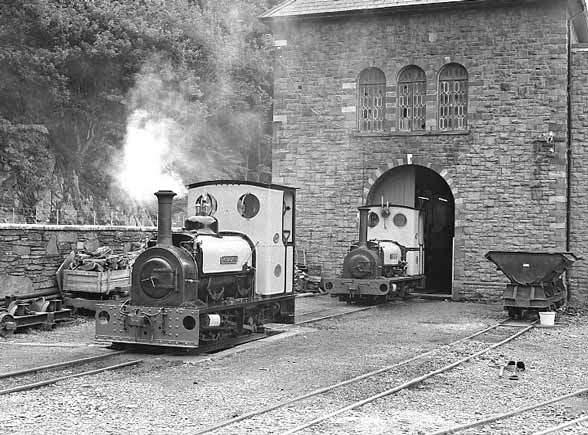 Hunslet 0-4-0st 'Dolbadarn' brews up in front of 'Thomas Bach' at Gilfach Ddu. July 11 2003