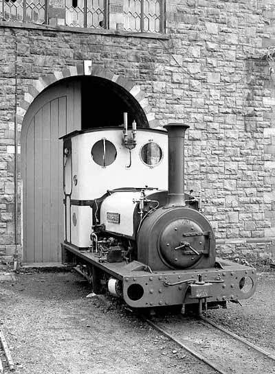 Hunslet 0-4-0st Thomas Bach outside the depot at Gilfach Ddu. The loco was about to be given a wash out. July 11 2003
