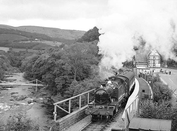 GWR 2-6-2t 5199 starts away from Berwyn with the 15:00 service from Llangollen to Carrog. July 10 2003